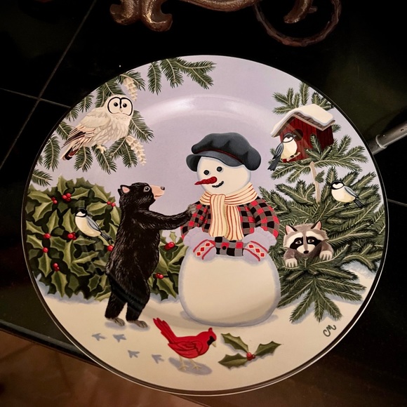 Claire Murray Gibson cup & saucer plate Snowman Woodland Friends hard to find - Picture 3 of 5